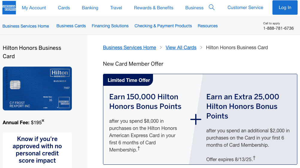 Hilton business amex lto amex site